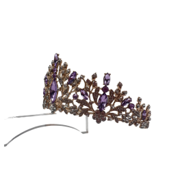 Purple Crown Retro Alloy Rhinestone Crown Headband High-End Jewelry