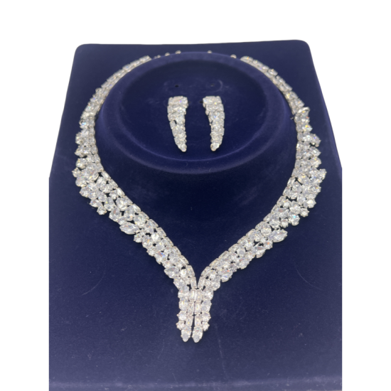 Super Flash Earring Necklace Set High-End Clavicle Chain Two-Piece Set